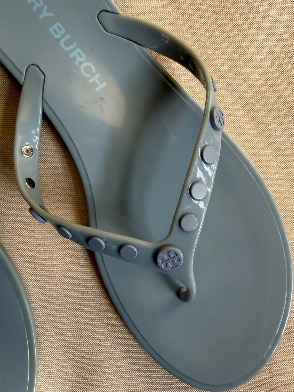 Tory Burch Studded Jelly Thong Sandals  Blue Gray Size 11 Excellent Condition!